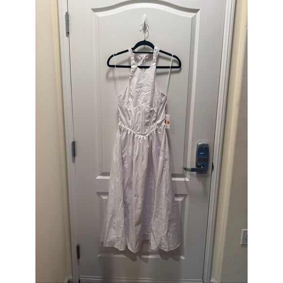 NIA Rio vintage inspired Halter White Poplin Midi Dress Summer Brunch size S NWT - Picture 6 of 7